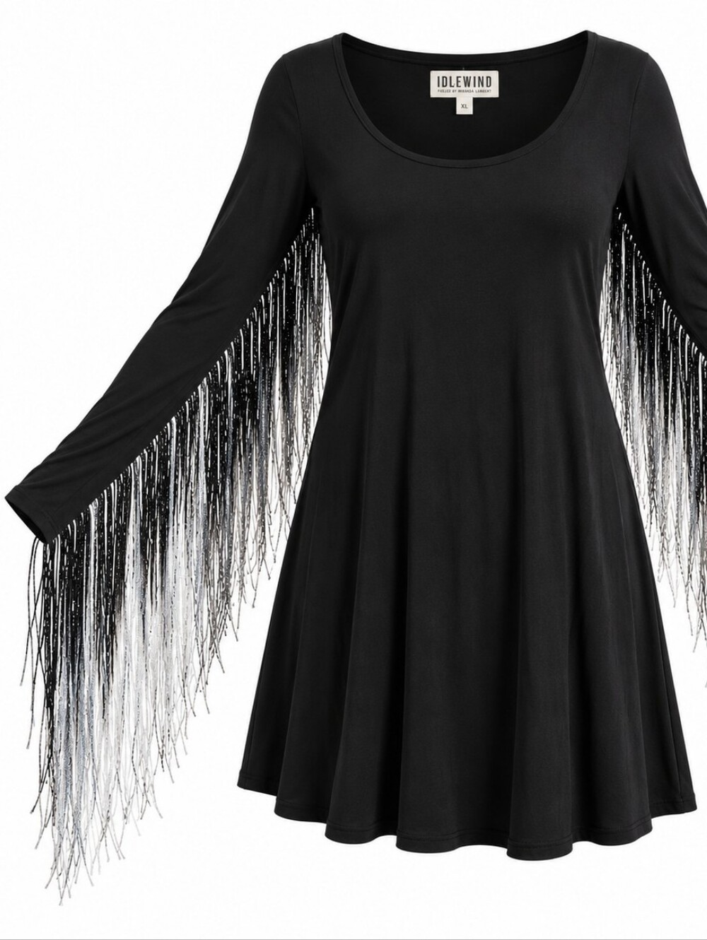 IDLEWIND MIRANDA LAMBERT | Black Metallic Fringe Western Party Dress | XL
